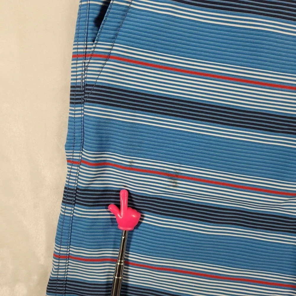 Quiksilver Amphibian Board Shorts Men's 36 Blue Striped‎ Swim Pool Beach